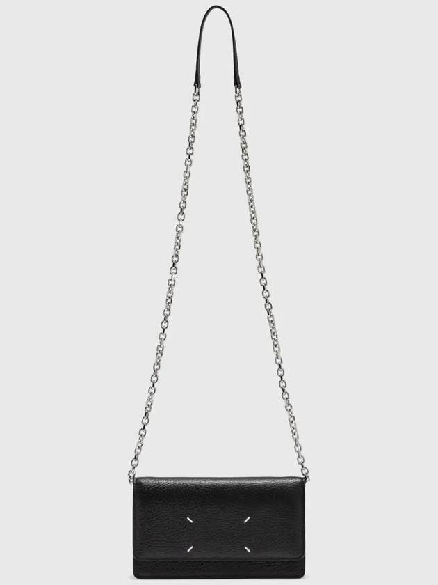 Logo Stitching Large Leather Chain Long Wallet Black - MAISON MARGIELA - BALAAN 3