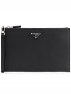 Saffiano Leather Clutch Bag Black - PRADA - BALAAN 2