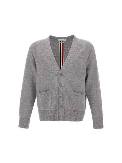 Brushed Effect Virgin Wool Cardigan Grey - THOM BROWNE - BALAAN 2