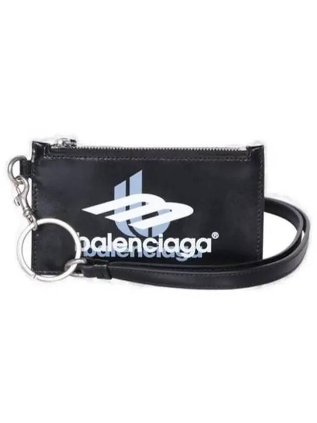 Logo Print Neck Strap Card Wallet Black - BALENCIAGA - BALAAN 2