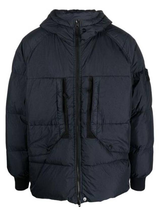 Garment Dyed Crinkle Reps Recycled Nylon Hoodie Padding Navy - STONE ISLAND - BALAAN 2