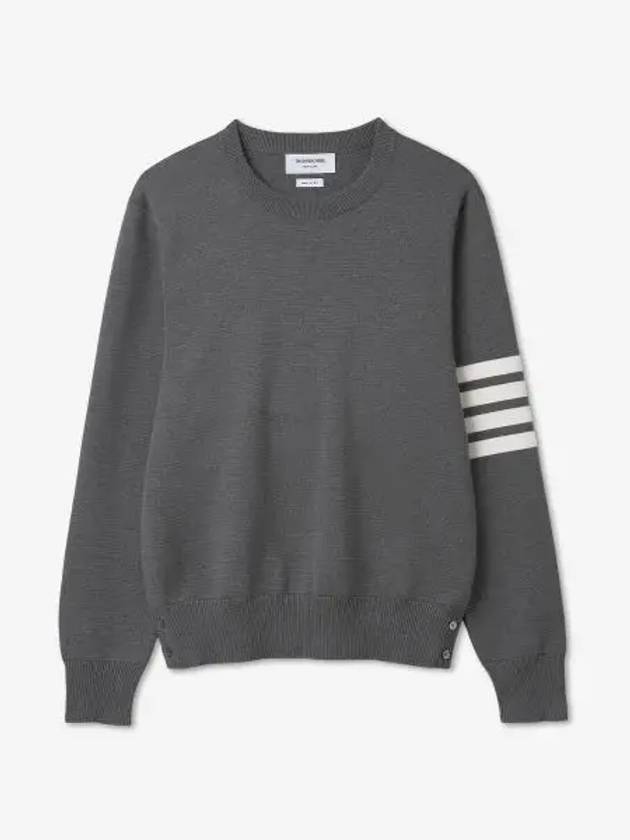 4 Bar Armband Milano Stitch Knit Top Mid Grey - THOM BROWNE - BALAAN 2