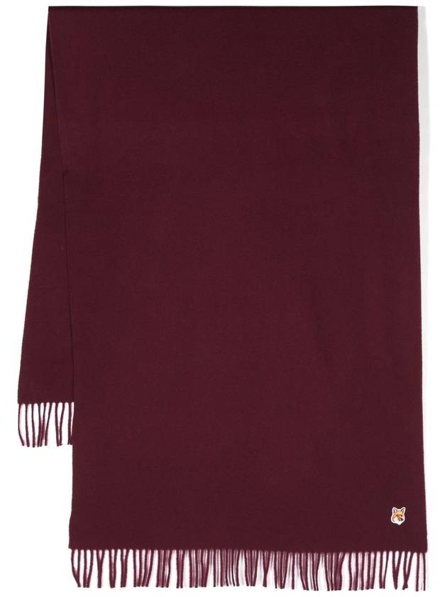 Foxhead Wool Muffler Scarf Wine Color Unisex - MAISON KITSUNE - BALAAN 4