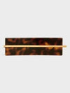 Logo Signature Acetate Hair Slide Dark Havana Gold - CELINE - BALAAN 4