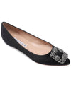 Hangisi Satin Jewel Buckle Flat Black - MANOLO BLAHNIK - BALAAN 4