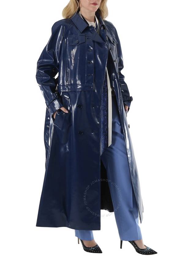 Burberry Ink Blue Jacket Detail Rubberized Cotton Trench Coat, Brand Size 12 (US Size 10) - BURBERRY - BALAAN 3