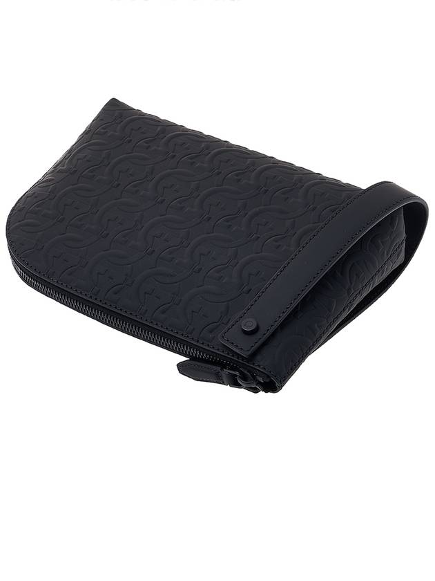 Gancini Leather Clutch Bag Black - SALVATORE FERRAGAMO - BALAAN 5