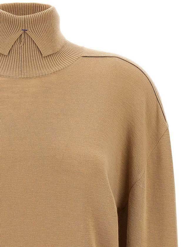 Roll Neck Wool Knit Top Flax - BURBERRY - BALAAN 4