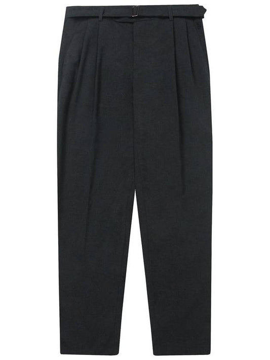 Men's Belted Two Tuck Loose Fit Slacks Grey - SOLEW - BALAAN 2