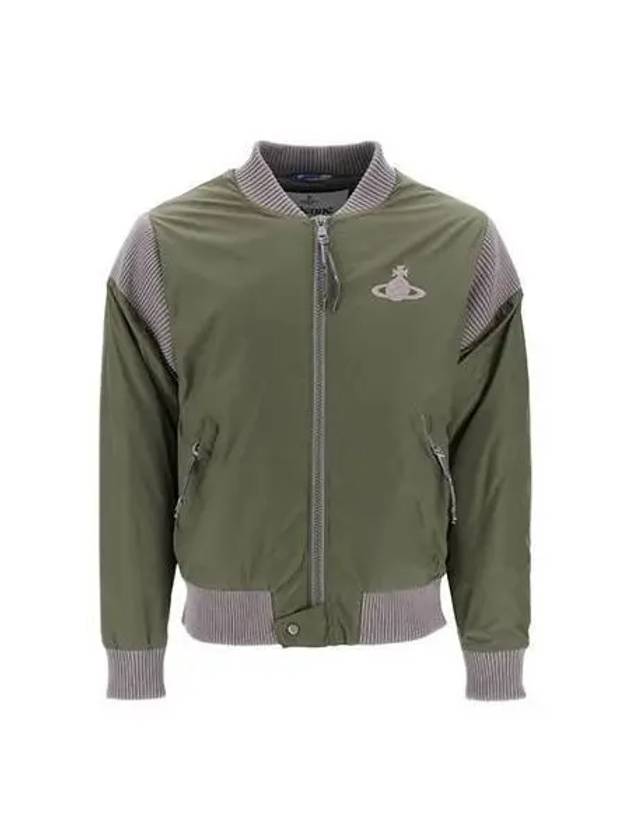 Vivienne West Wood Stripped Cyclist Bomber Jacket Khaki 33040009 W00M3 - VIVIENNE WESTWOOD - BALAAN 1