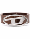 B 1dr D Logo Buckle Leather Belt Brown - DIESEL - BALAAN.