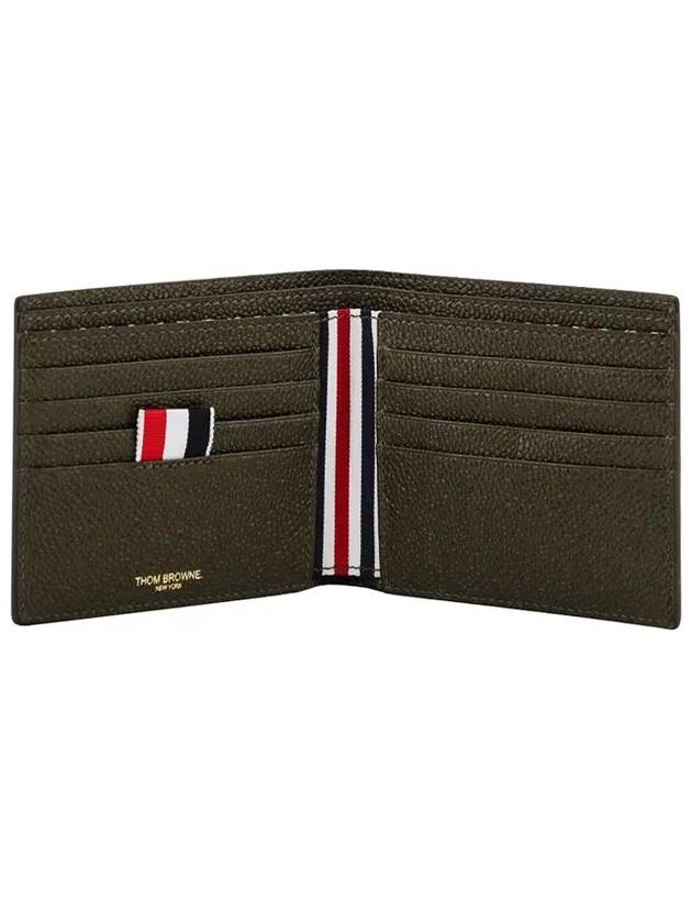 Pebble Grain Leather Half Wallet Dark Brown - THOM BROWNE - BALAAN 5