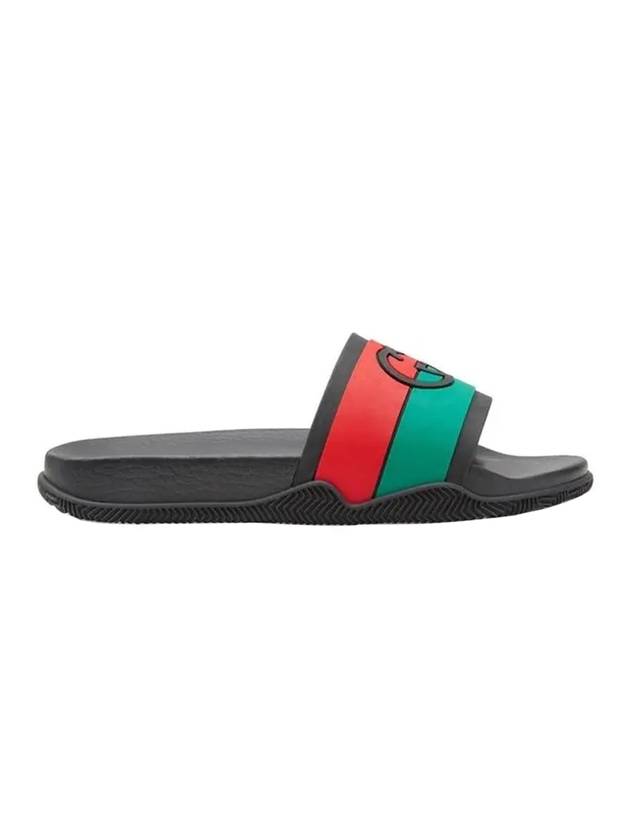 Interlocking G Slippers Black - GUCCI - BALAAN.