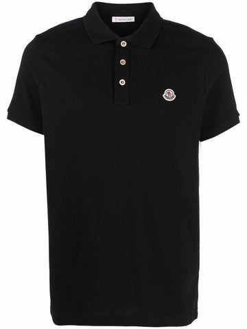 Logo Patch Short Sleeve Polo Shirt Black - MONCLER - BALAAN 1