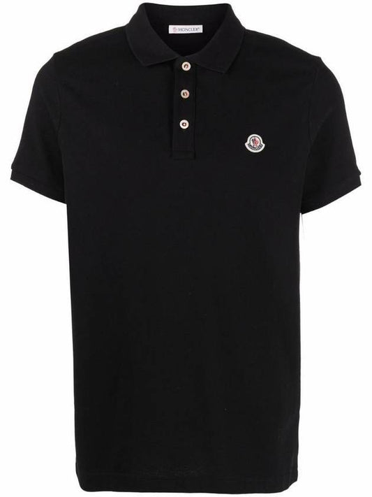 Logo Patch Polo Shirt Black - MONCLER - BALAAN 1