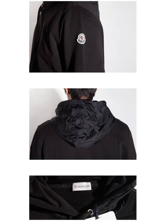 Logo Patch Nylon Pocket Hoodie Black - MONCLER - BALAAN 4