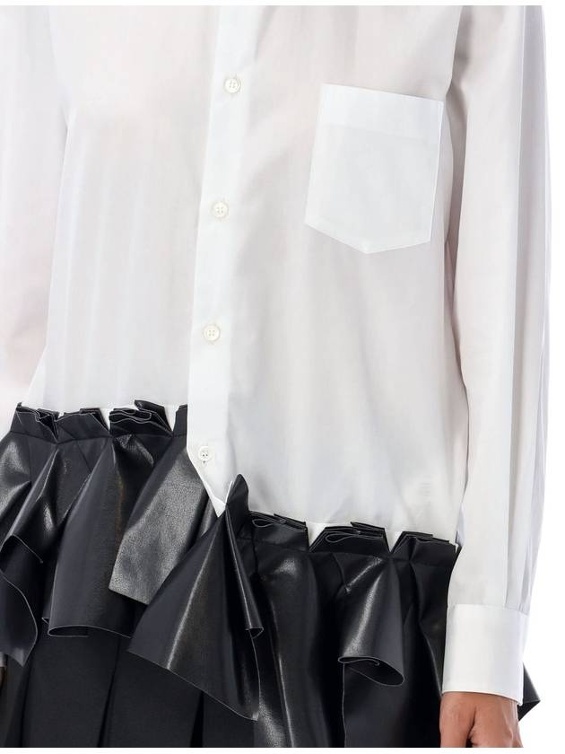 Ruffle Hem Pop Lined Shirt White Black - COMME DES GARCONS - BALAAN 4