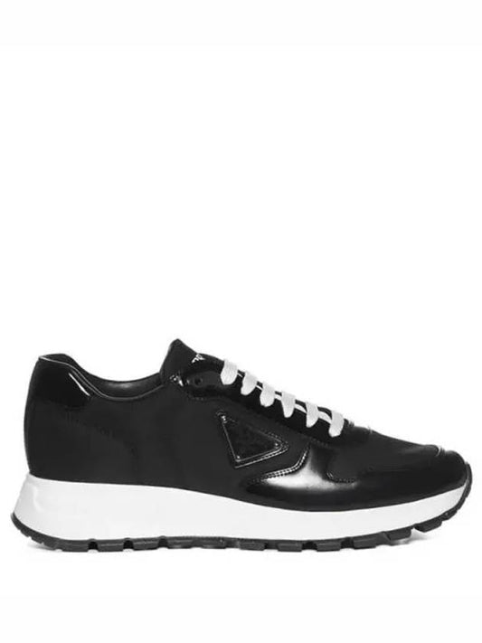 Prax 01 Re-Nylon Brushed Leather Low-Top Sneakers Black - PRADA - BALAAN 2