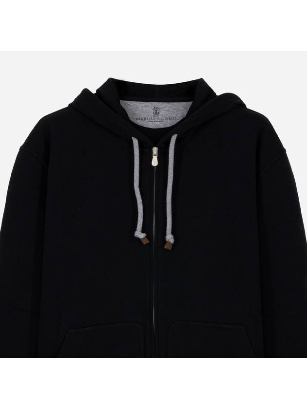 Tech Cotton Zip-Up Hoodie Black - BRUNELLO CUCINELLI - BALAAN 3