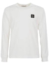 Logo Patch Cotton Long Sleeve T-Shirt White - STONE ISLAND - BALAAN 2