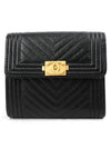 Boy Chevron Caviar Gold Ring Wallet Black - CHANEL - BALAAN 1