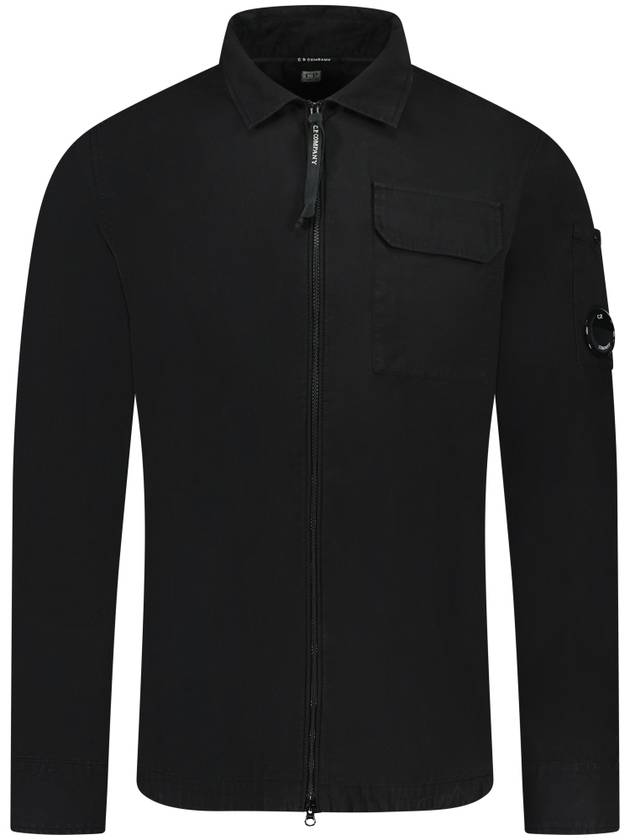 Oversized Organic Gabardine Long Sleeve Shirt Black - CP COMPANY - BALAAN 2