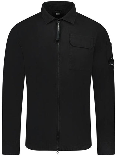 Oversized Organic Gabardine Long Sleeve Shirt Black - CP COMPANY - BALAAN 2