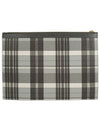 Madras 4 Bar Stripe Clutch Bag Grey - THOM BROWNE - BALAAN 3