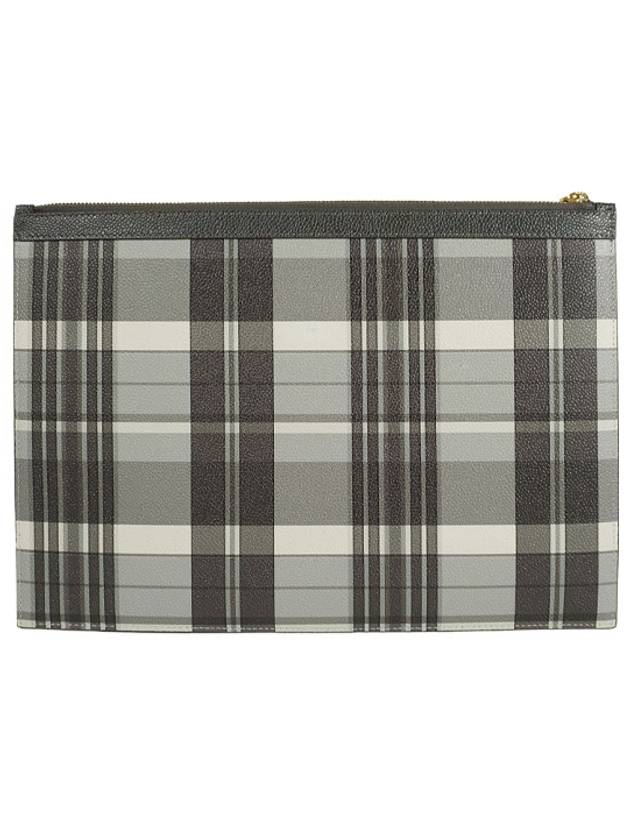 Madras 4 Bar Stripe Clutch Bag Grey - THOM BROWNE - BALAAN 3