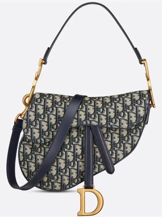 Saddle Oblique Jacquard Shoulder Bag Navy - DIOR - BALAAN 2