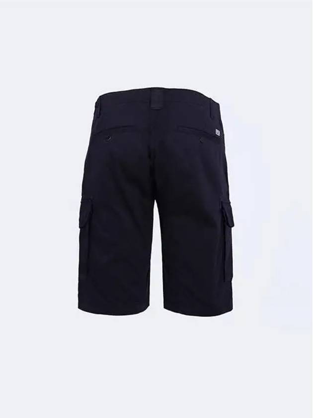 Men's Lens Wappen Stretch Satin Cargo Shorts Navy - CP COMPANY - BALAAN.