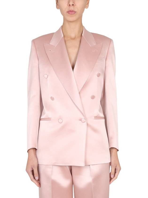 Women's Double Satin Blazer Jacket Pink - GUCCI - BALAAN 2