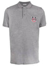 Monogram Logo Patch Short Sleeve PK Shirt Gray - MONCLER - BALAAN 2