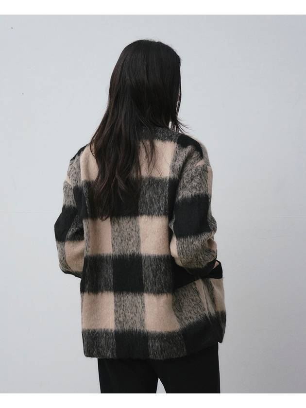 Gingham big check wool half coat black - THE GREEN LAB - BALAAN 7