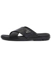 Crisscross Leather Slide Slippers Black - PRADA - BALAAN 4