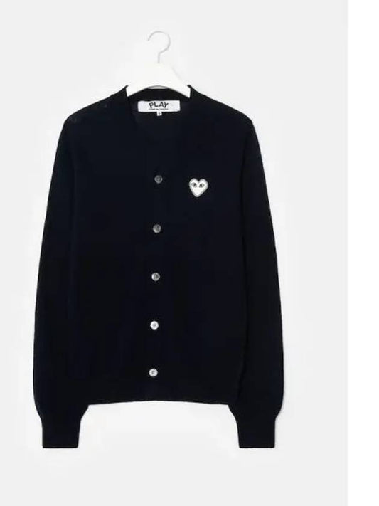 Men s White Heart Wappen Spring Fall Cardigan Navy Domestic Product - COMME DES GARCONS PLAY - BALAAN 1