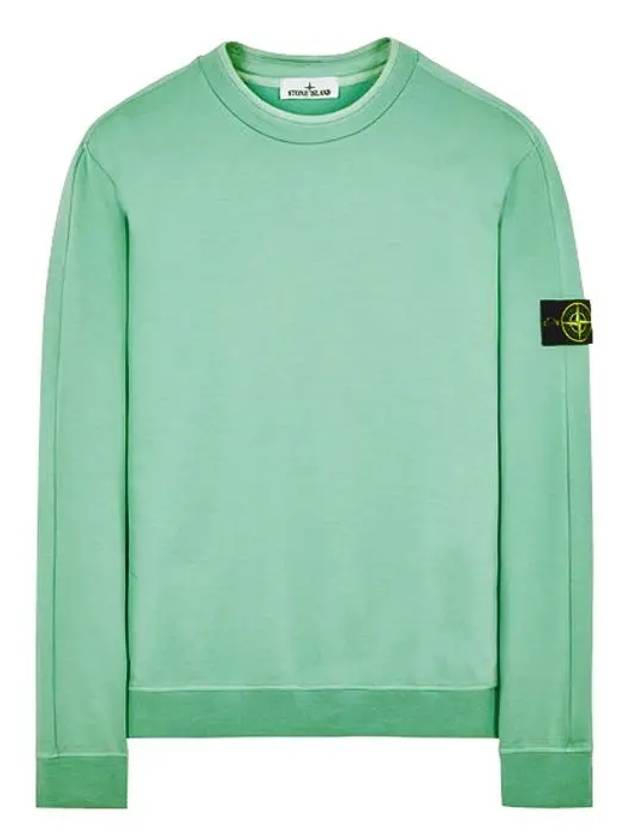 Logo Patch Crew Neck Cotton Sweatshirt Green - STONE ISLAND - BALAAN 1