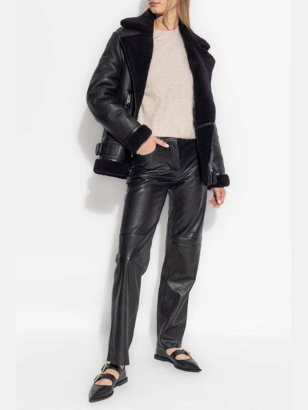 Solar Oversized Shearling Biker Jacket Black - ALLSAINTS - BALAAN 3