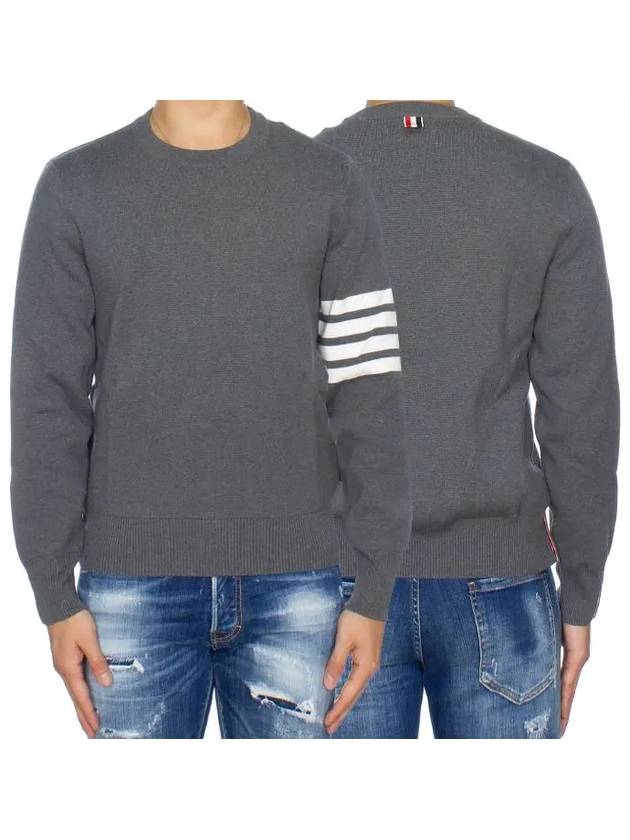 4 Bar Armband Milano Stitch Knit Top Mid Grey - THOM BROWNE - BALAAN 2