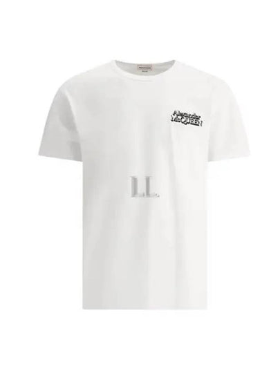 Men's Logo Embroidery Short Sleeve T-Shirt White - ALEXANDER MCQUEEN - BALAAN 2