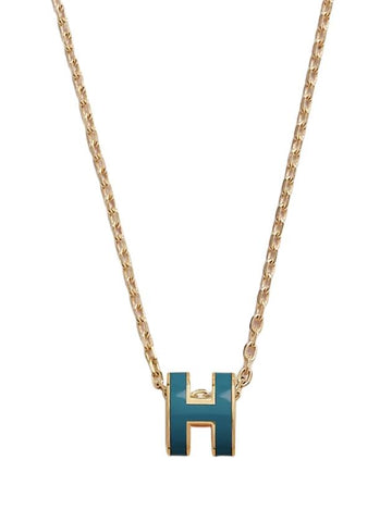 Mini Pop H Pendant Necklace Gold Vert Cypres - HERMES - BALAAN 1