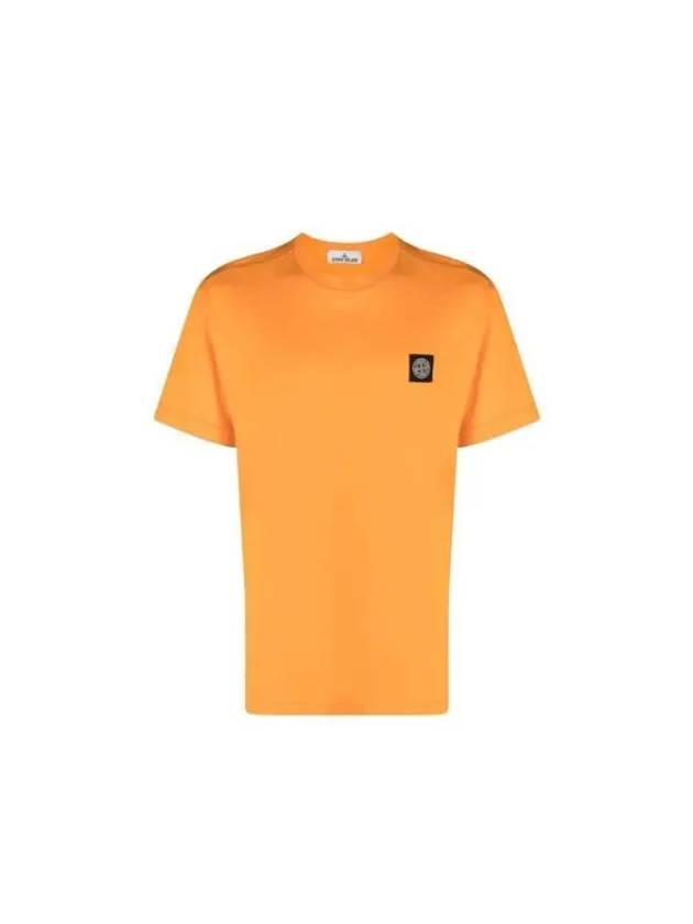 Logo Patch Cotton Short Sleeve T-Shirt Orange - STONE ISLAND - BALAAN 2