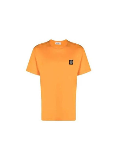 Logo Patch Cotton Short Sleeve T-Shirt Orange - STONE ISLAND - BALAAN 1