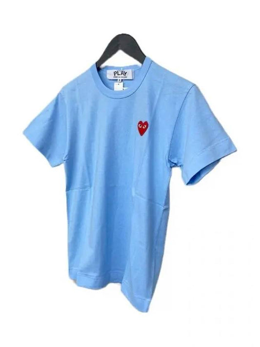 P1T272 000 1 Heart Logo Short Sleeve TShirt Blue - COMME DES GARCONS - BALAAN 2