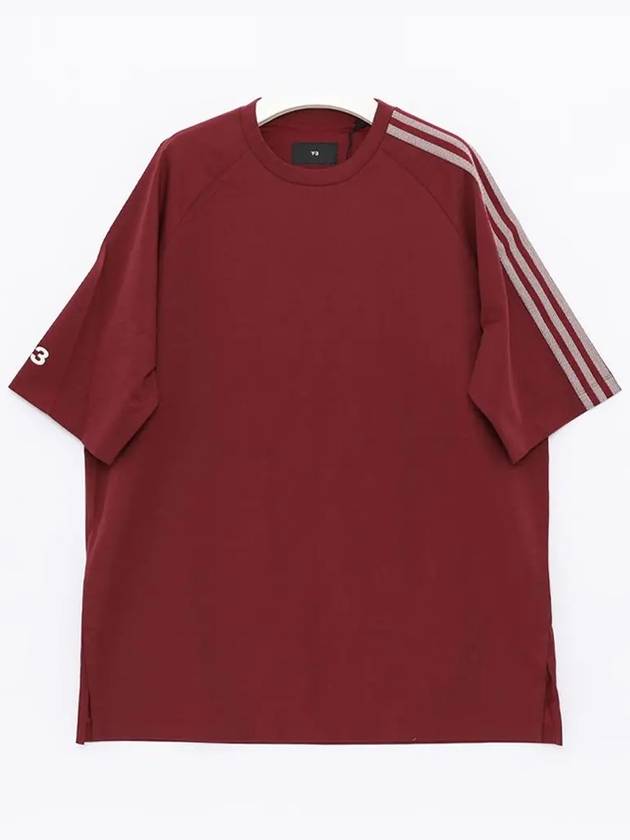 3 Stripe Short Sleeve T-Shirt Shadow Red - Y-3 - BALAAN 4