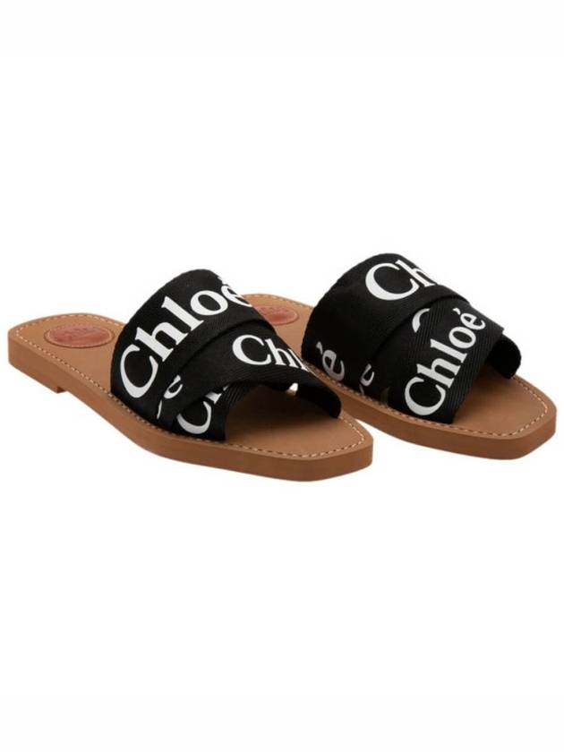 Woody Logo Canvas Strap Flat Mule Black - CHLOE - BALAAN 2