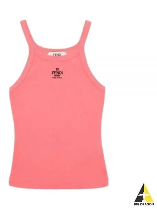 Logo Embroidered Cotton Sleeveless Pink - FENDI - BALAAN 2