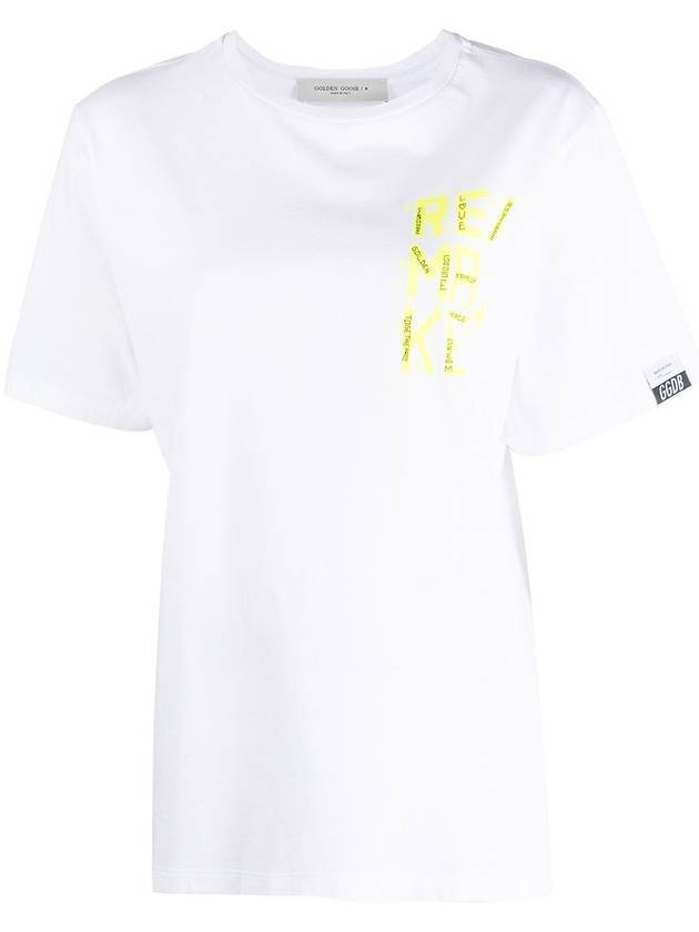 Women's Aira Crew Neck Print Short Sleeve T-Shirt White - GOLDEN GOOSE - BALAAN.
