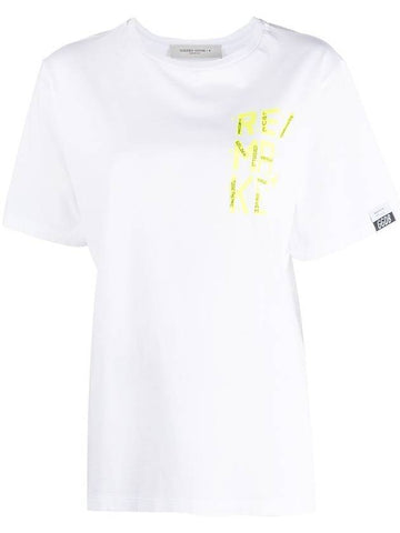 Women's Aira Crew Neck Print Short Sleeve T-Shirt White - GOLDEN GOOSE - BALAAN 1