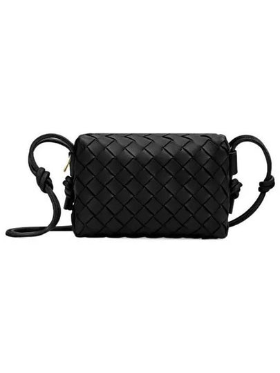 Intrecciato Loop Small Leather Cross Bag Black - BOTTEGA VENETA - BALAAN 2